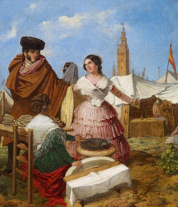Aragon jose Rafael Courting at a Ring Shaped Pastry Stall at the Seville Fair oil painting picture